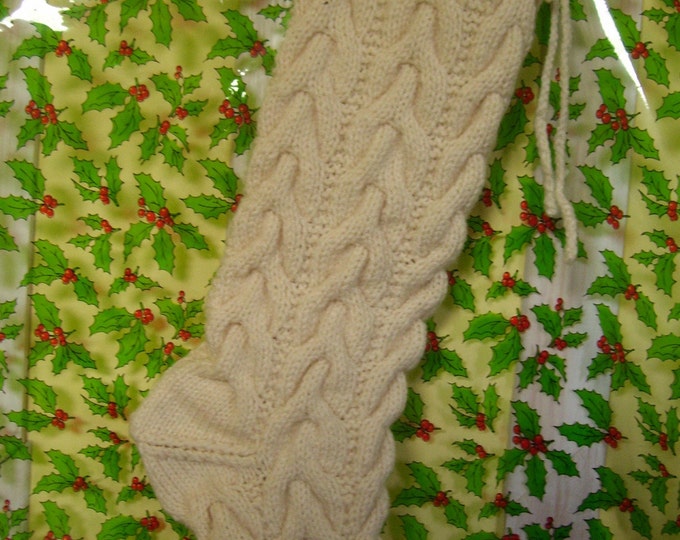 Ivory Cable Knit Christmas Stocking, by Anasniftyknits on Etsy Etsy
