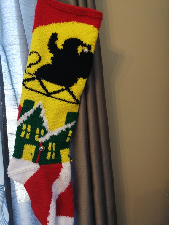 Fuchsia snowman Christmas stocking hand knit by Anasniftyknits on Etsy