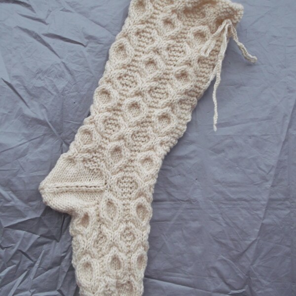 natural xoxoxo cable knit, Christmas stocking, hand knit by Anasniftyknits on Etsy