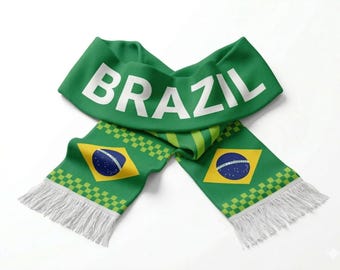 Brazilië fansjaal, Braziliaanse voetbalsupportersjaal, wedstrijddagaccessoire, stadionkleding, cadeau sportfan
