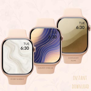 Elegant Neutral Apple Watch Wallpaper Set | Golden Marble Aesthetic | Minimalist Watch Face Backgrounds | Instant Download