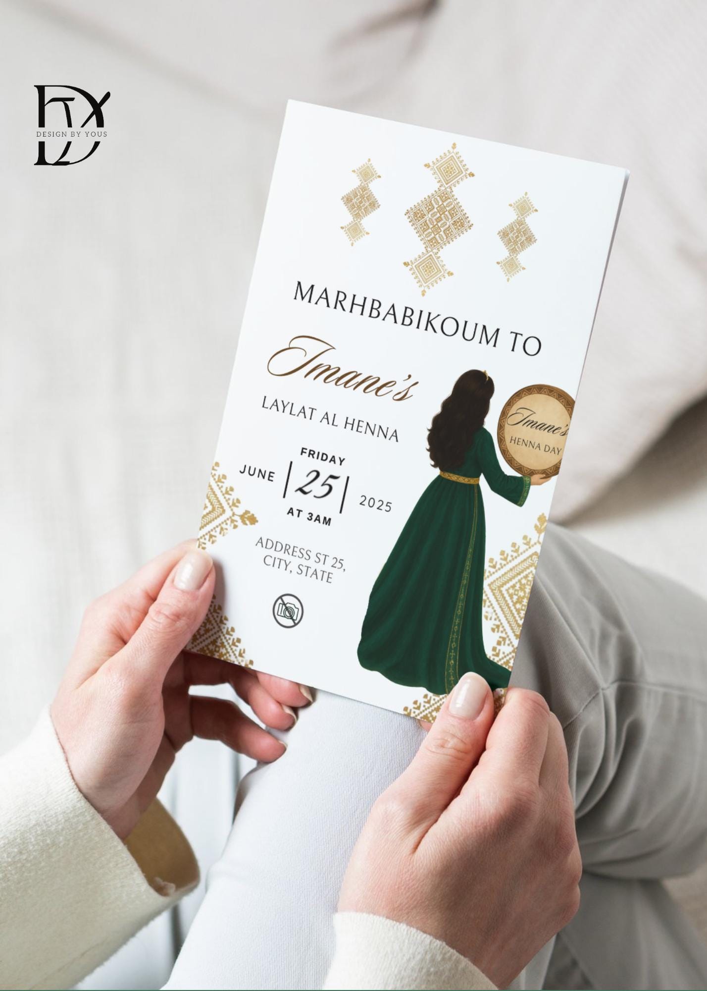 Editable Gold Moroccan Henna Party/ceremony Invitation | Rhenni | Laylat Al  Henna | Canva Template | Marhbabikoum | Fessi Bendir Design - Etsy Israel, image size:1428x2000