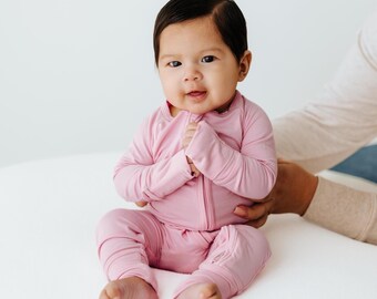 Petal Glow Bamboo Baby Sleeper | Soft Zippered Footie Pajamas | Newborn Girl Coming Home Outfit