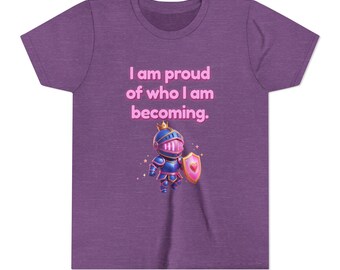Kids Growth Mindset Shirt | I Am Proud Of Who I Am Becoming | Positive Youth Tee | Confidence Kids Shirt | Kids Pack 01