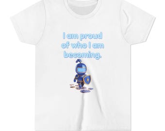 Kids Growth Mindset Shirt | I Am Proud Of Who I Am Becoming | Positive Youth Tee | Confidence Kids Shirt | Kids Pack 01