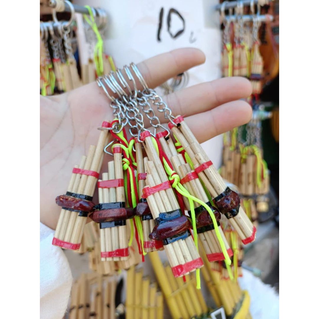Thai Khaen Bamboo Keychain – Handmade Mini Musical Instrument Keyring ...