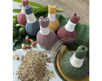Thai Herbal CompressBall  Aroma Herbal MassageBall  Handmade Spa HerbalBall with Flowers Relaxation Aromatherapy