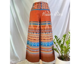 Printed Cotton Thai Silk Pants - Free Size Waist