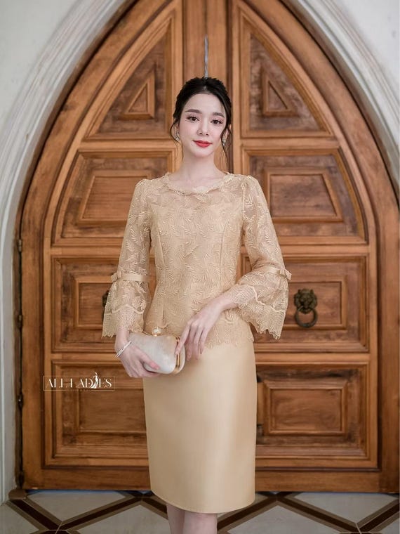 Thai Silk Dress, Elegant Lace Outfit - Etsy