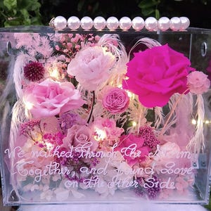 Real dry flowers preserved forever lasting in a clear case