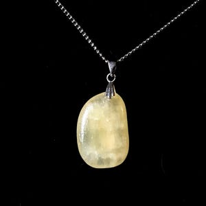 Yellow Quartz Stone Pendant on 18 inch Fine Silver Plated Chain