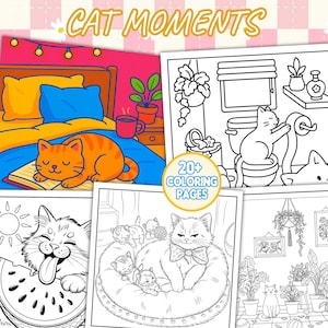 Cat Moment Coloring Pages, Meow Life Coloring Book, Cozy Moment Coloring Book For Adults And Teens, Bold And Easy, Comfy Pets, Cute Coloring