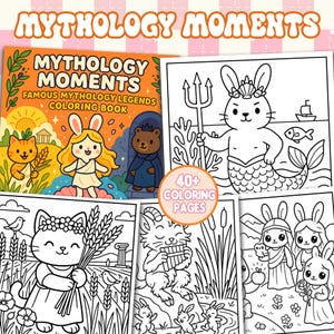 Mythology Moments Coloring Book With 40+ Pages, Comfy Eras Coloring Pages For Adults, Funny Simple Animals Coloring Book, Hobby Teens Book