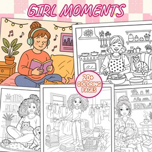 Girl Moment Coloring Pages, Cozy Moment Coloring Book For Adults And Teens Featuring Girls In Relaxing Moments, Bold And Easy, Comfy Pages