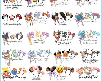Magische Maus Cartoon Bundle Png, Süße Prinzessin Maus Png, Digitales Papier, Magische Gruppe Png, Halloween Kokette Png, Prinzessin Halloween Png