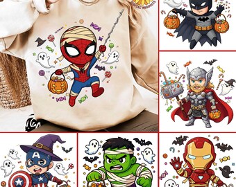 Super Halloween Heros 2025 Bundle Png, Retro Halloween Png, Cute Super Spooky Cartoon Png, Trick Or Treat Png, Spooky Season Png, Png Trend