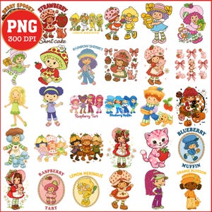 Cute Berry Girl Bundle Png, Cartoon Strawberry 80s Png, Strawberry And Friends Png, Berry Sweet Girl Cartoon Kids Png, Coquette Bow Png