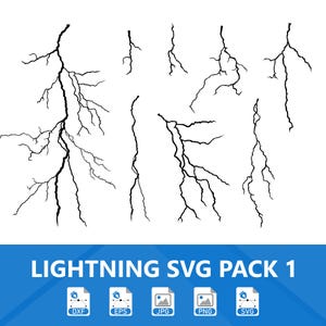 Lightning Bolt SVG Pack 1 | Thunderbolt Clipart, Flash Icons, Cut Files for Cricut & Silhouette (Limited Time Spring Sale!)