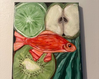 Fruity Fish Painting- Acrylic Painting on Canvas