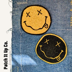 Nirvana Smiley Glittery Patch - hand made on glitter felt with quality embroidery