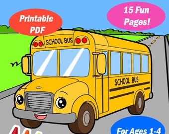 Libro para colorear de diversión escolar / Útiles escolares imprimibles / Descarga digital para niños / Páginas de actividades para niños pequeños / 15 páginas