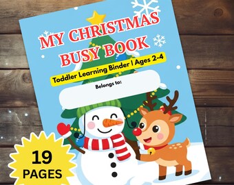 Libro de actividades navideñas, cuaderno de aprendizaje para niños pequeños, libro sensorial imprimible, desarrollo de la motricidad fina, de 2 a 4 años, descarga digital