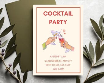 Cocktail party invitation | Modern cocktail party invite | Editable template | Instant download