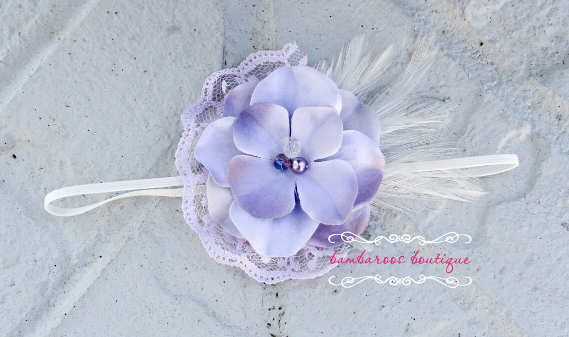 Lavender baby headband newborn headbands lace flower Etsy