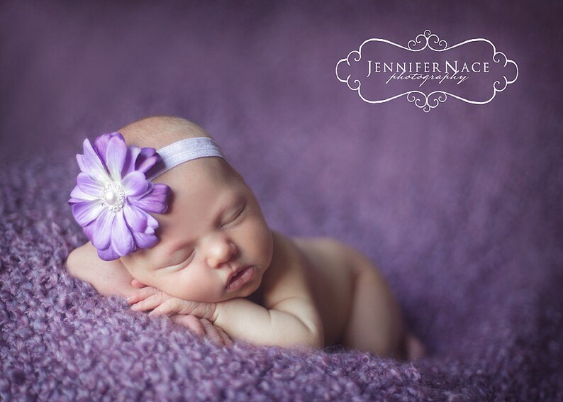 Purple Lavender Baby headband pink flower Small Flower Etsy