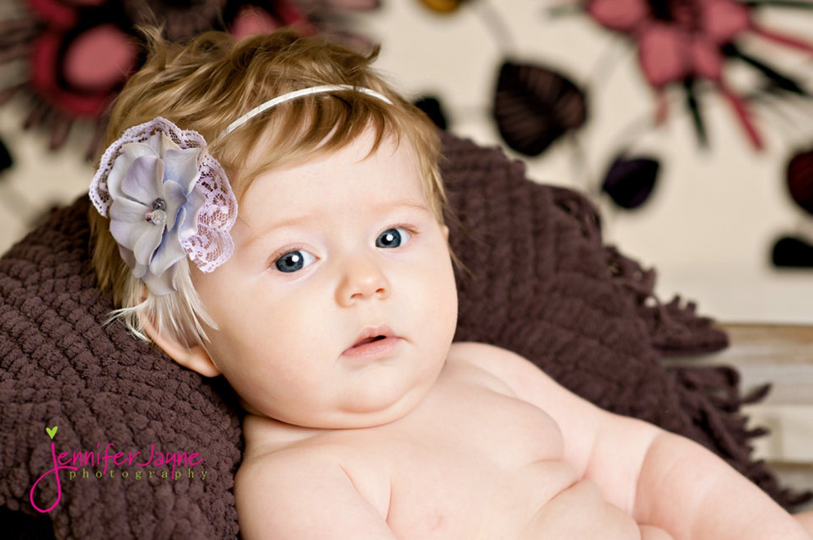 Lavender baby headband newborn headbands lace flower Etsy