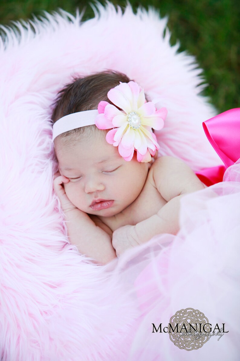 Purple Lavender Baby headband pink flower Small Flower Etsy