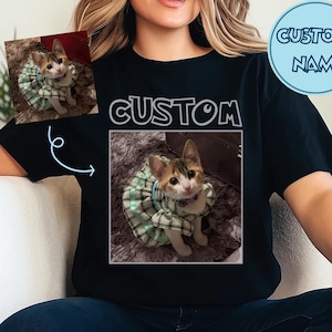 Custom Pet Photo T-Shirt: Vintage Style Cotton Tee, Dog/Cat Lover Gift