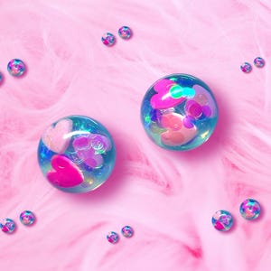 Whimsical Heart Confetti Resin Stud Earrings
