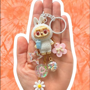 Labubu Bag Charm Keychain | Cute Labubu Bag Accessory Keychain | Pop Mart Labubu Fan Gift | Cute Kawaii Keyring for Backpack or Purse