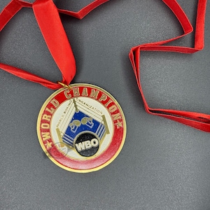 World Champion Medal Replica with Red Ribbon - WBO Inspired Award Memorabilia - Gift