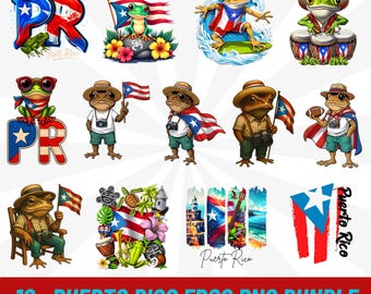 Puerto Rico PNG Bundle, Boricua Coqui Shirt, Puerto Rico Frog T-Shirt, Sapo Puerto Rico Clipart Meme, PR Flag Puerto Rico Frog Digital