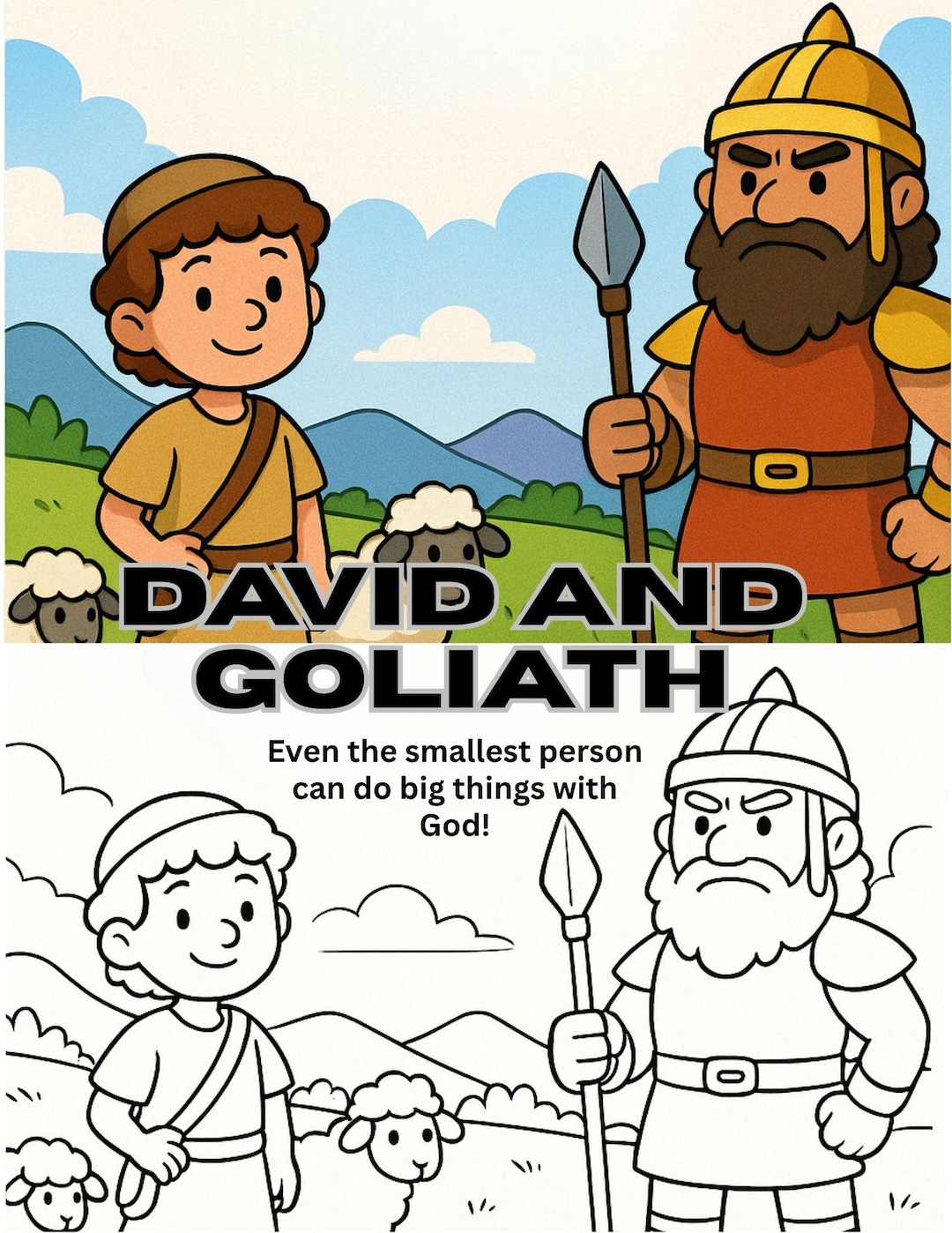 David and Goliath Coloring Book | Bible Story Activity for Kids ...