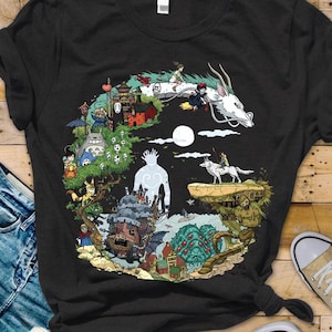 Spirited Away Studio Ghibli Shirt, Ghibli My Neighbor Totoro Shirt, Hayao Miyazaki, Howl&#39;s Moving Castle shirt, Bella Canvas shirt
