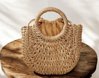 Sac Fourre-Tout Tissé Pour Femme - Grand Sac En Paille à Bandoulière, Style Bohème - Parfait Pour Plage Et Quotidien