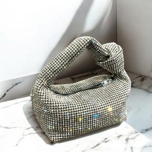Silber Strass Abendtasche Luxus Kristall Clutch Geldbörse Designer Damen Handtasche für Party & Bankett