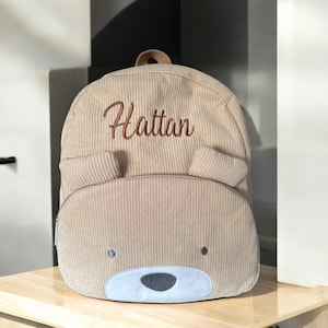 Sac à dos personnalisé pour tout-petit avec nom de dessin animé Sac à dos de grande capacité en velours côtelé avec nom brodé Sac à dos en peluche