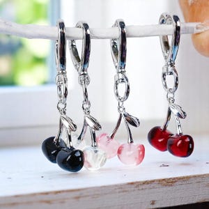 Cute Cherry Keychain Kawaii Bag Charm Fruit Purse Accessory for Women Car Key Ring Gift Idea