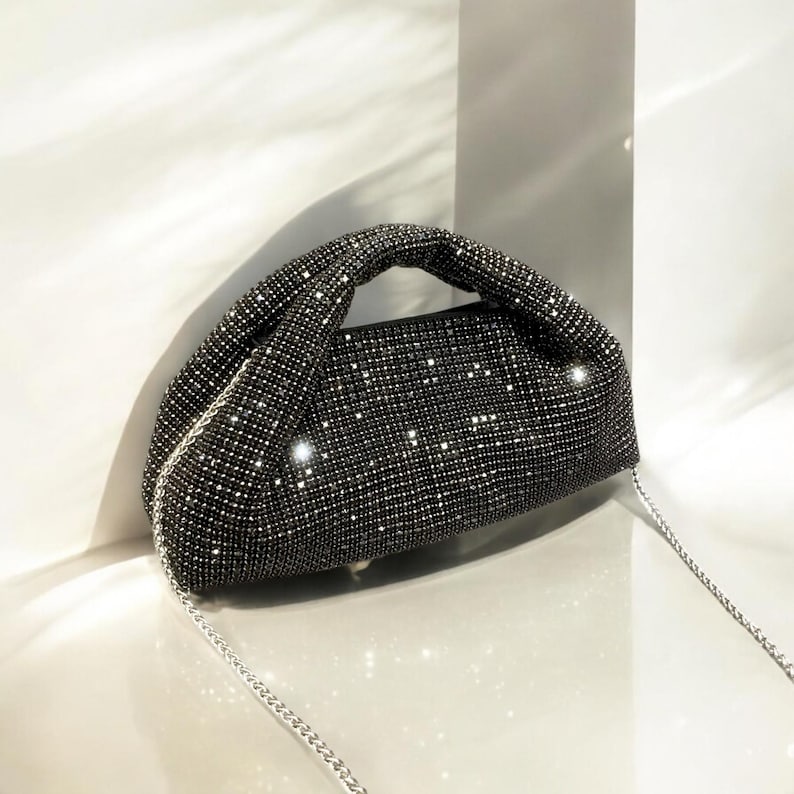 Shiny Rhinestone Clutch Handmade Crystal Bucket Bag Luxury Evening ...