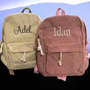 Sac à dos personnalisé en velours côtelé pour enfants, nom brodé, sac d'école pour tout-petits, sac à dos personnalisé pour la rentrée