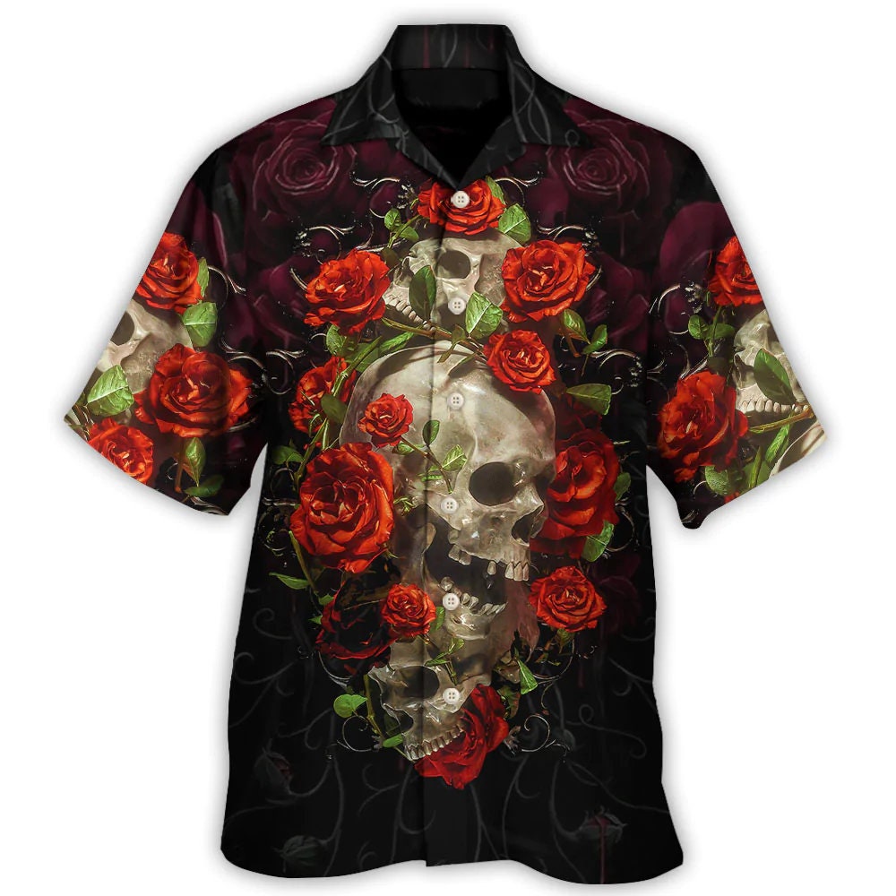 Discover Skull Roses Hawaiian Shirt, Haloween Gift Shirt,