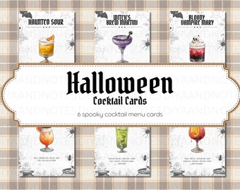 Halloween-cocktailmenukaarten: spookachtige kenmerkende drankborden (digitale download, png en jpg)
