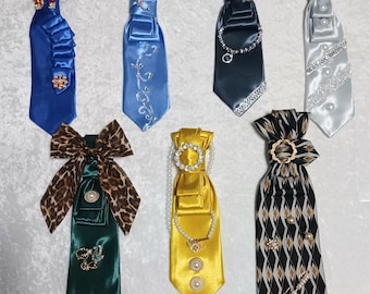 Custom Ties with Pearl and Rhinestone Embellishments – Statement Neckwear