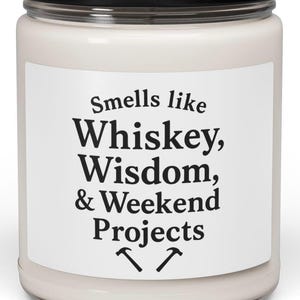 Whiskey Wisdom Soy Candle for Dad: Clean Cotton & Ocean Breeze, 9oz