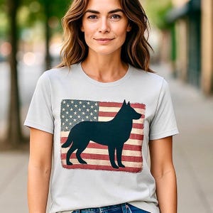 Patriotic American Flag German Shepherd T-Shirt, USA Freedom Tee, Dog Lover Gift, Patriotic Tee, Independence Day Shirt, Vintage Flag Shirt
