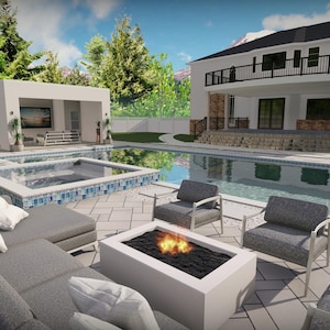 Aménagement de jardin en ligne, Rendu 3D d'un jardin, Rendu 3D, Personnalisé, Aménagement paysager, Aménagement de piscine, Aménagement de pergola, Aménagement de terrasse